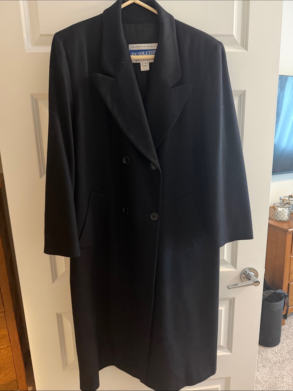 Pendleton Black Double-Breasted Wool Pea Coat